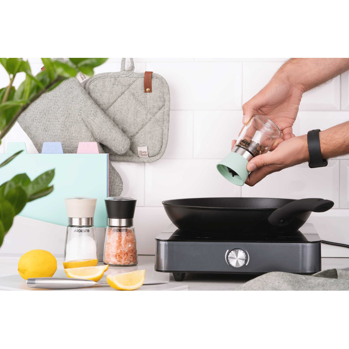 ARDESTO Gemini Мельница для соли и перца, 180 мл, стекло, пластик, прозрачный, зеленый