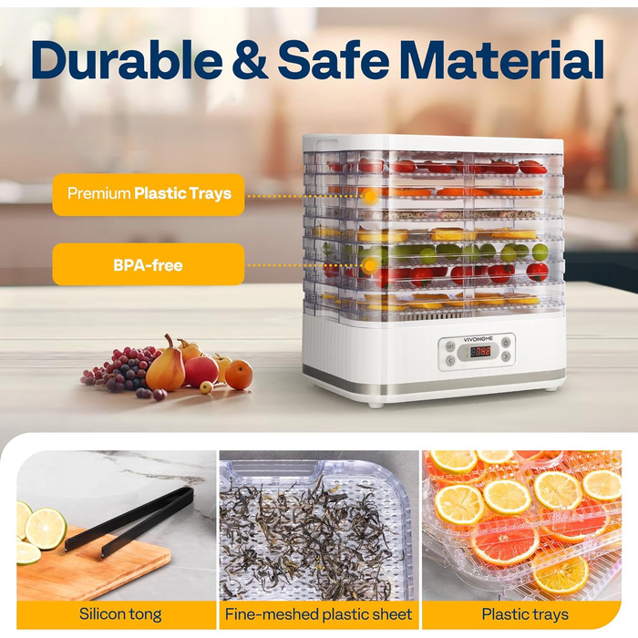 Дегідратор на 8 полиць 400 Вт, білий VIVOHOME