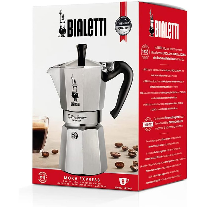 Кавоварка гейзерна 420 мл на 9 чашок Moka Express Bialetti