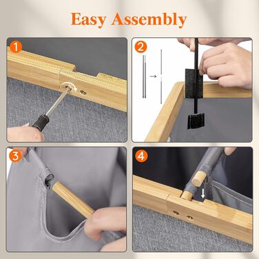 Двойная корзина для белья с крышкой, очень большая бамбуковая корзина для белья, корзина для грязной одежды (серая), 150L