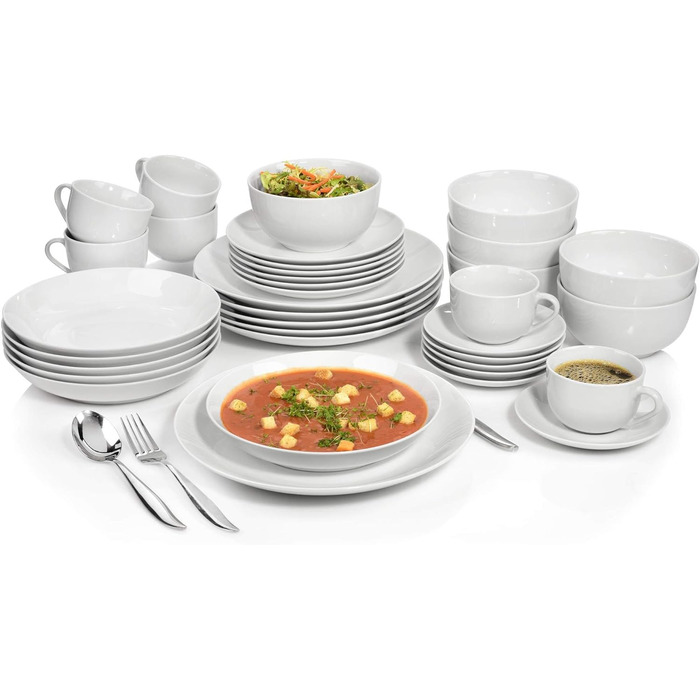 Столовий сервіз, білий, порцеляна (комбінований сервіз 36 шт. на 6 персон) Sänger New Port