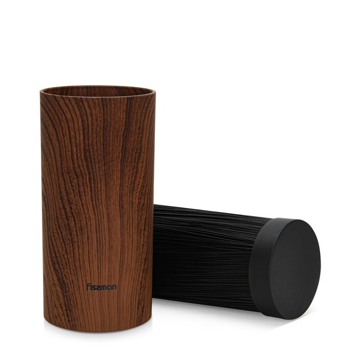 Підставка Fissman для кухонних ножів та ножиць 11x22 см кругла, колір ДЕРЕВО пластик (12876)