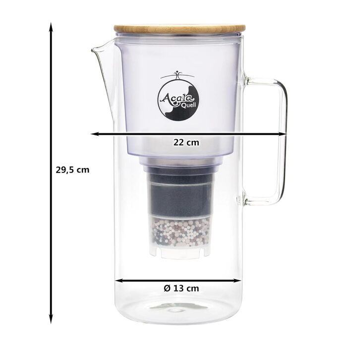 Стеклянный фильтр-кувшин для воды 1,4л Acala Quell