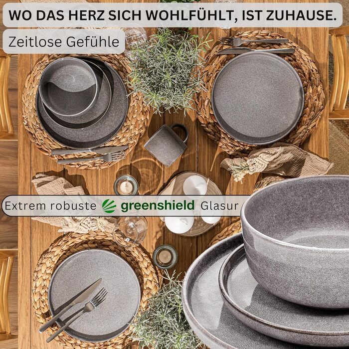Набір посуду на 6 персон, 30 предметів, сірий Cairo Sänger