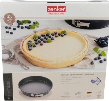 Конічна пружинна форма 32 см ЧОРНИЙ МЕТАЛІК, Форма для випічки з плоским дном, Форма для торта з високоякісним антипригарним покриттям, (Колір Чорний), Кількість Одинарна, 6530