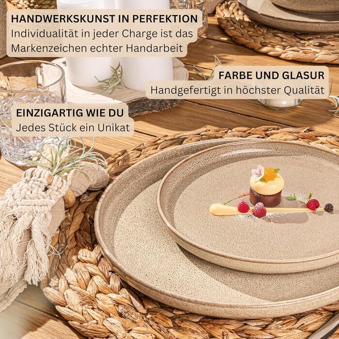 Комбінований сервіз на 6 персон, набір тарілок кавовий кухоль макаронна миска 30 шт. , набір посуду з керамограніту посудомийна машина - мікрохвильова піч - стійкий до подряпин, набір посуду з керамограніту КОЛЕКЦІЯ ЦІННОСТЕЙ (Cairo Mocha, комбінований се