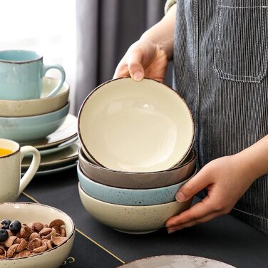 Комбінований сервіз vancasso, набір посуду Navia з кераміки, столовий сервіз із 32 предметів, вінтажний зовнішній вигляд, дизайн природи (набір із 48 предметів, Navia-15)