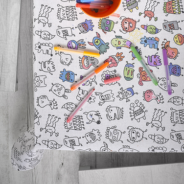 Скатертина Atenas Home Textile Monsters + фломастери 12 шт., бавовна з поліестером