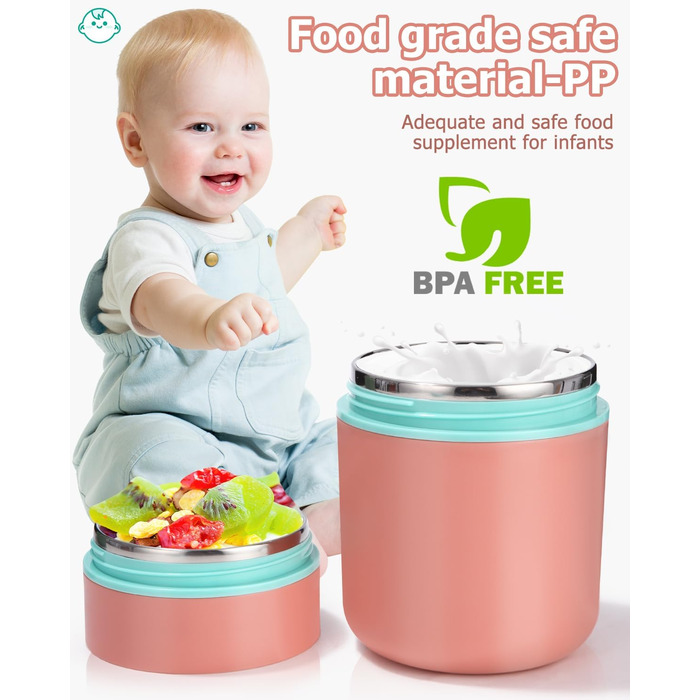 Стаканчик для пластівців 710 мл із складаною ложкою, рожевий Nuxory