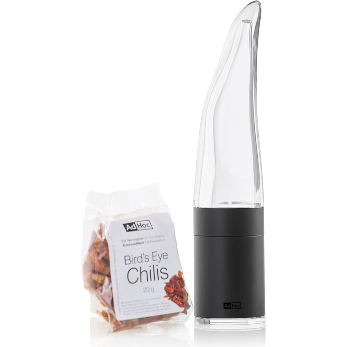 С начинкой из перца чили Резак чили с оригинальным режущим блоком Резак для специй в элегантной подарочной упаковке Матовая нержавеющая сталь (чили мельница черная)