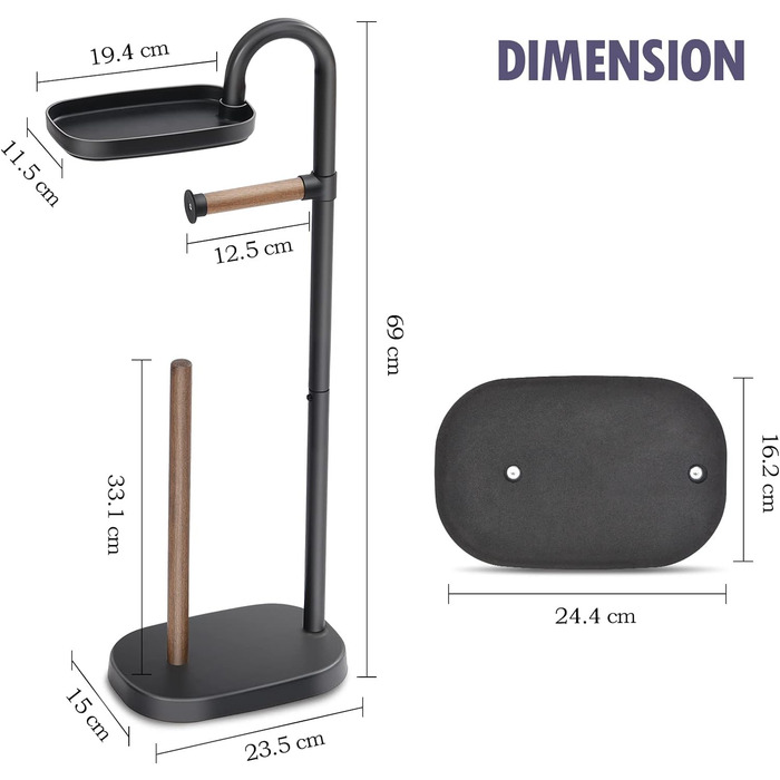Держатель бумаги APEXCHASER,Держатель для туалетной бумаги,Отдельно стоящий держатель для туалетной бумаги,Держатель для туалетной бумаги с лотком без сверления,Деревянный держатель для туалетной бумаги,Сменный держатель рулона из нержавеющей стали для ту