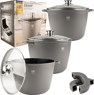 Набір посуду для індукційної плити KARL HAUSMANN, 2 предмети - 610 л - Набір посуду з покриттям - Каструлі з литого алюмінію з кришками - Каструлі з антипригарним покриттям для всіх плит, включаючи індукційні - Набір посуду - Каструля для тушкування (6 10