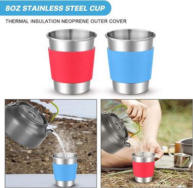 Набір посуду Odoland з каструлями та сковородою, розбірна чашка для столових приборів, на 1-2 особи, легкий та компактний для кемпінгу, походу, пікніка (кемпінговий посуд)