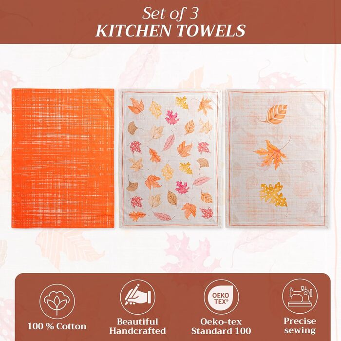 Набір із 3 багатоцільових кухонних рушників Барних рушників День подяки/Різдво (50 см x 70 см) (17 - Кольори осені, 50 x 70 см (Набір із 3 шт.)), 39 Hermine Noel