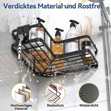 Набір кутових полиць для душу, 3 предмети, чорний YASONIC