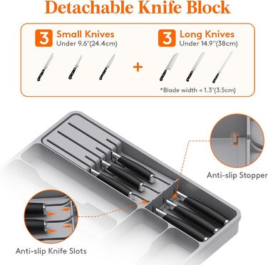 Органайзер для столових приборів 60 х 40 см сірий Lifewit