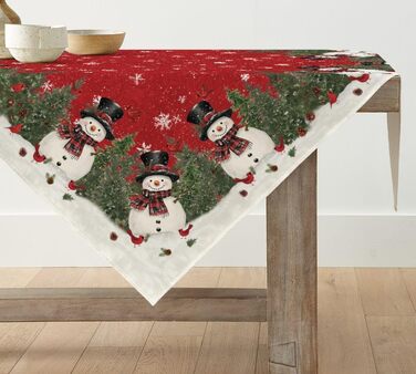 Модна червона різдвяна скатертина у формі сніговиків 100 x 100 см, червона Artoid Mode