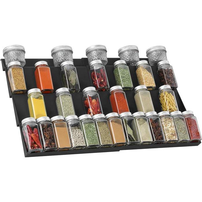 Організатор для спецій розсувний пластиковий, 30-60 см, чорний ionlyou