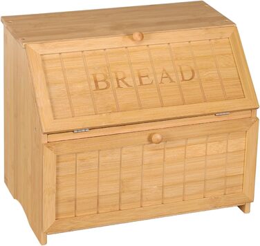 Хлібниця Leader Accessories з бамбука, 2-ярусна, для безпечного зберігання хліба, легкий догляд, 39x25x32 см, чорна (39x25x32 см/15,3&39x9,8&39x12,6&39) (Вінтажна (39x25x32 см/15,3&39x9,8&39x12,6&39))