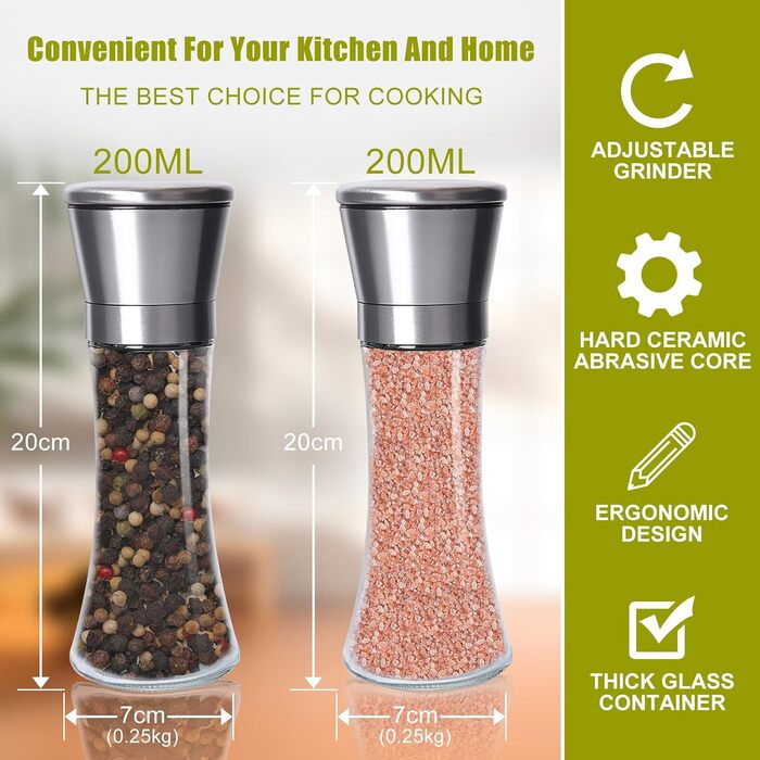 Набір з 2 млинів для солі та перцю 200 мл Gucass