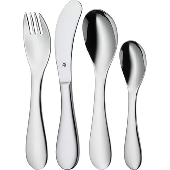 М'які дитячі столові прибори WMF з вигравіруваною назвою - персоналізований набір для дітей з гравіюванням - персоналізовані ідеї подарунків на хрестини для дівчаток і хлопчиків - персоналізовані столові прибори WMF - 4 шт. и (без гравіювання)