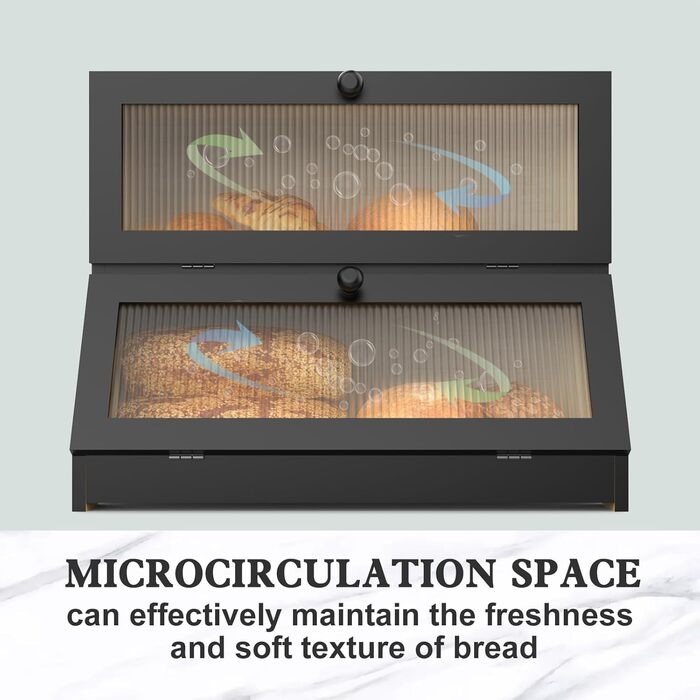 Дворівнева бамбукова хлібниця 40 x 25 x 33 см, чорна Itslife