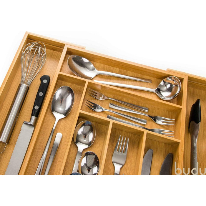 Органайзер для столових приборів розсувний 47 см, бамбук budu