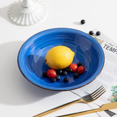 Плоская тарелка из 6 предметов, Ø 18,8 см Набор десертных тарелок для макаронных изделий (8,3 дюйма, синяя серия01)