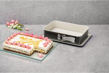 Прямоугольная пружинная форма 28 см BACK-TREND, форма для выпечки с защитой от протечек, квадратная форма для выпечки из стали с антипригарным покрытием, армированным керамикой (цвет крем/антрацит), количество 28 x 18 см Single