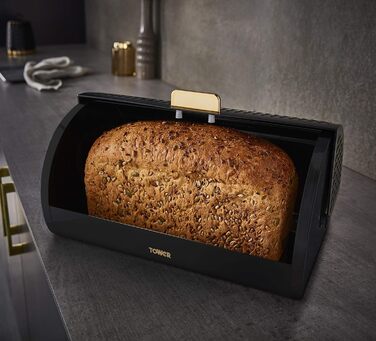 Хлібниця з нержавіюча сталь чорна 28,3 х 39 х 18,5 см TOWER