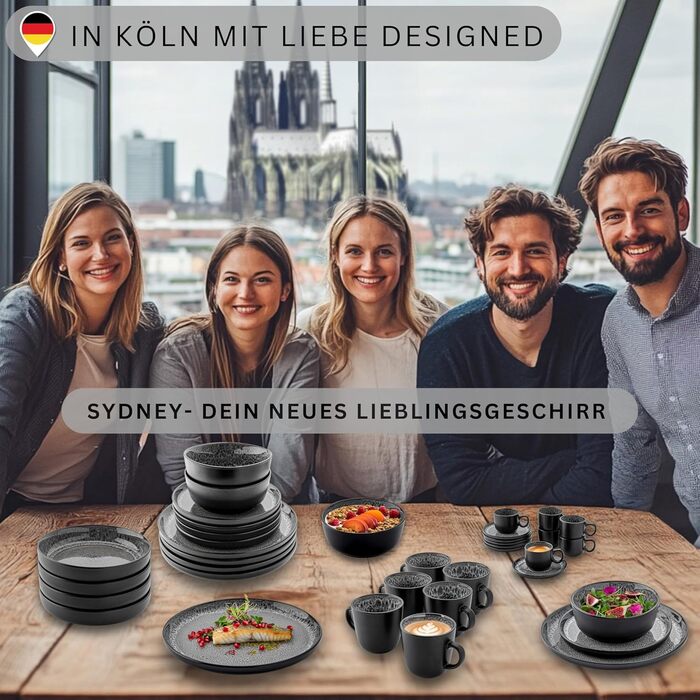 Набір із 6 тарілок для пасти темно-сірий Sänger