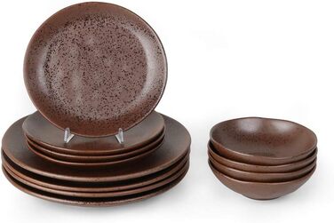 Манеж Реактивна порцеляна на 4 особи (12 шт.) Сервісний набір, коричневий)