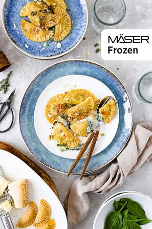 Набір сервірувальних тарілок Mser, керамограніт замороженого зеленого кольору, 39,0 x 21,0 x 25,0 сантиметрів (синій)