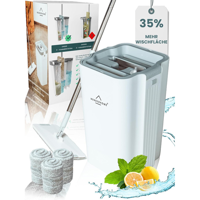 Набір швабри з відром 140 см сірий WONDERHOME