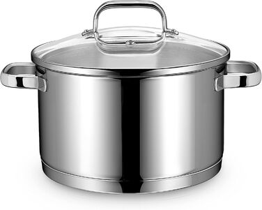 Маленька каструля Linnuo для індукції 16 см зі скляною кришкою, маленька каструля об&39ємом 1,5 л з нержавіючої сталі 18/10, ручка не нагрівається, коване дно для всіх плит, міні-каструля, каструля для молока для індукції, каструля (24 см 6,0 л)