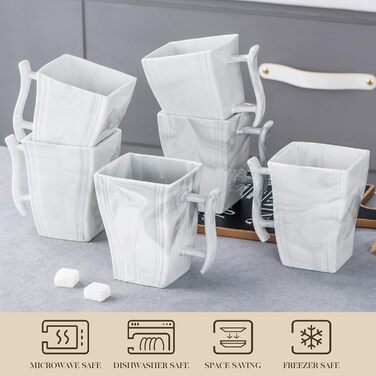 Серія FLORA, набір порцелянових креманки для каш з 6 предметів, миска для рису 450 мл, закусочна миска, десертна миска для салату, супів, рамен, фруктів і т.д. 13,5x13,5x5,4 см (сірий, 6 шт. (упаковка 1))