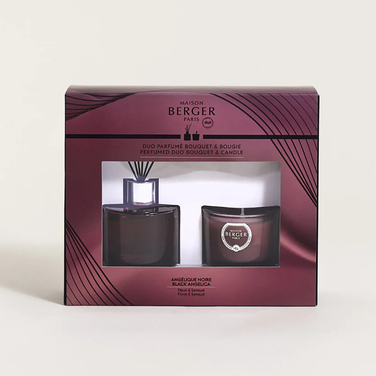 Диффузор Maison Berger Paris DUALITY, 80 мл и свеча 80 гр. с ароматом BLACK ANGELICA