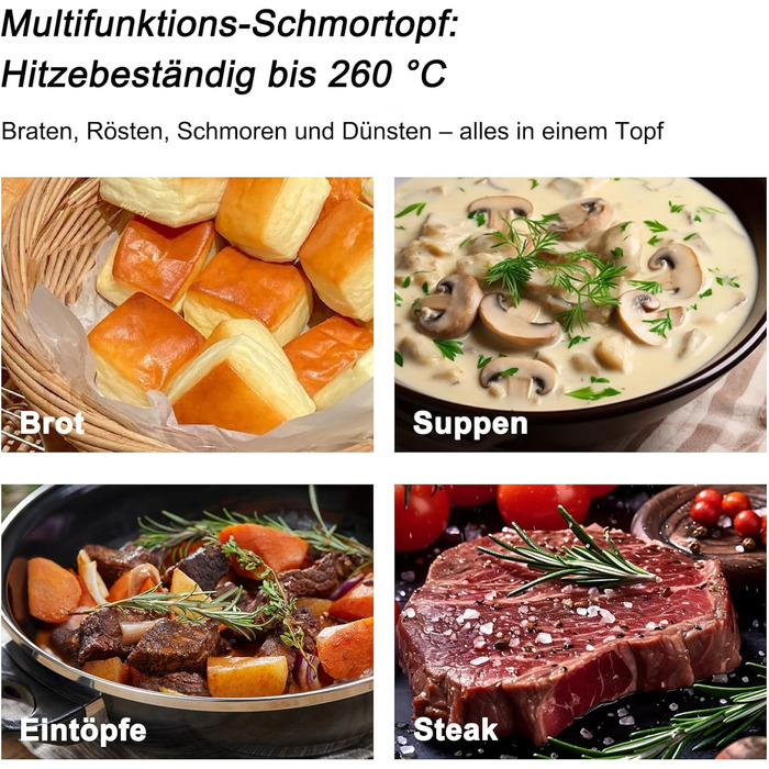 Чавунна жаровня 5,7 л з кришкою 28 см, чорна LEADZM