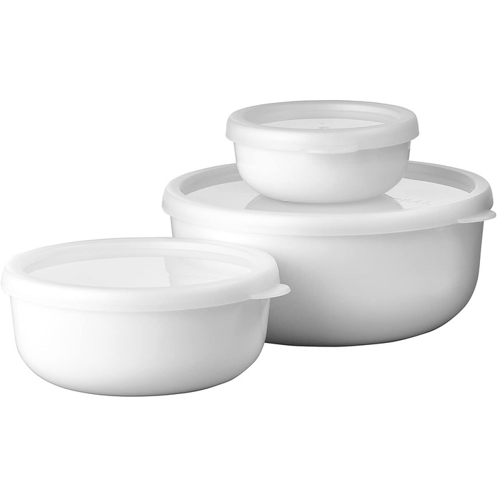 Коробка для зберігання Набір із 3 предметів Lumina Банки для зберігання продуктів із кришкою для холодильника, морозильної камери, пароварки та мікрохвильової печі 250 мл, 750 мл і 1500 мл (білий)