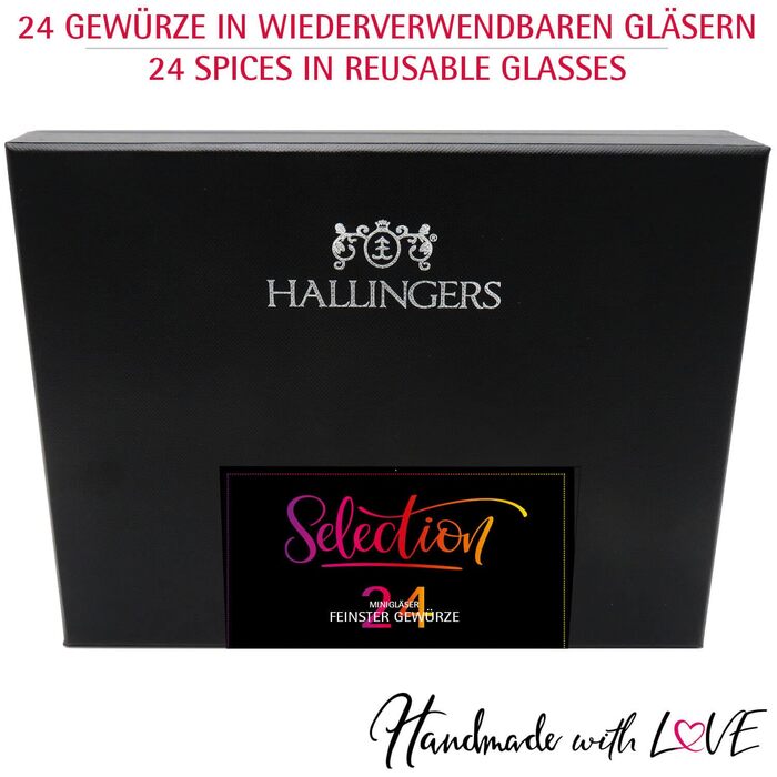 Класичний набір спецій Hallingers - 1 - Подарунковий набір спецій ручної роботи, 12 спецій з усього світу (Набір) - Літній подарунок та ідеальний подарунок для барбекю Подарунок для нової домівки &quotВітання та дружба&quot Класичні спеції., 12 спецій (73