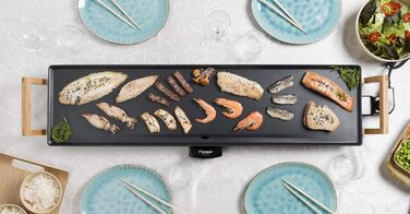 Электрический настольный гриль Bestron, гриль-пластина plancha/teppanyaki с антипригарным покрытием, удовольствие от гриля до 10 человек, удлиненная поверхность для гриля, 2 000 Вт, цвет черный (XXL)