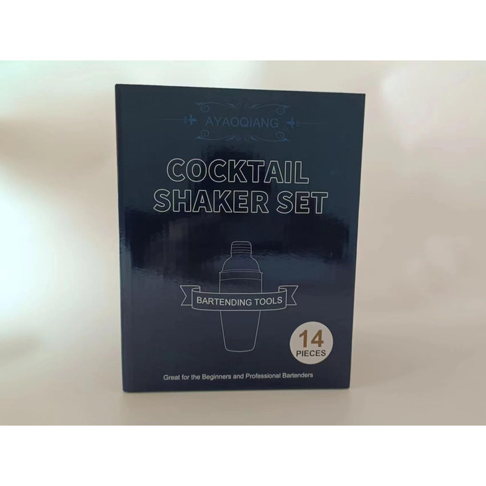 Коктейльний набір, барний набір шейкерів для коктейлів з нержавіючої сталі із 12 предметів з дерев'яною підставкою, шейкер 750 мл  (13 шт. ) AYAOQIANG