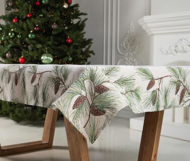 Різдвяна гобеленова скатертина Home of Christmas Скатертина на Різдво та Новий рік (Соснові шишки (без блискіток), 140x180 см)