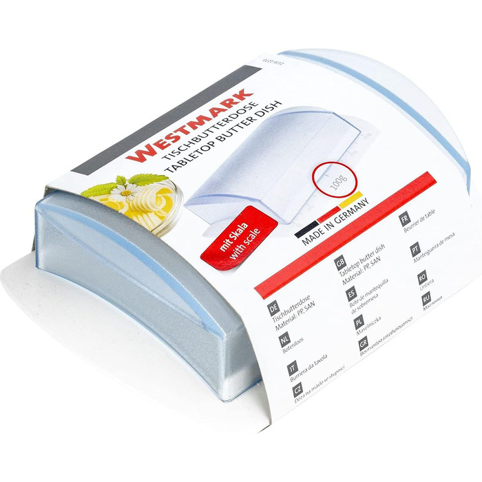 Маслянка Westmark - ідеально підходить для сервірування та зберігання - Можна мити в посудомийній машині - спеціальне полегшення для надійного захоплення (зі шкалою, одинарне)