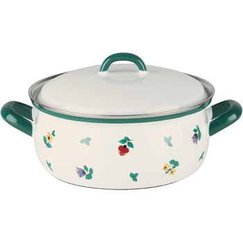 Каструля з кришкою 20 см, біла з розкиданими квітками Riess