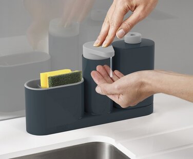 Органайзер для раковини з дозатором для мила сірий SinkBase Sink Tidy Set Joseph Joseph