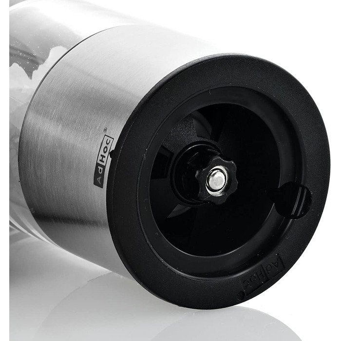 Набір електричних млинів для солі та перцю AdHoc з 2 чорно-білих тропіків з керамічною кавомолкою, регульованою дрібною та грубою, включаючи сіль і перець (нержавіюча сталь)