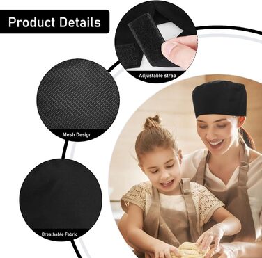 Чорний шеф-кухар капелюх 2 шт Lusofie