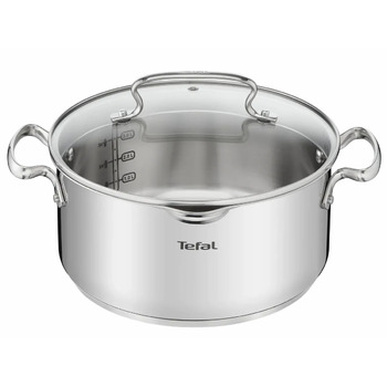 Tefal Кастрюля DUETTO+, 5л, с крышкой, нержавеющая сталь, стекло