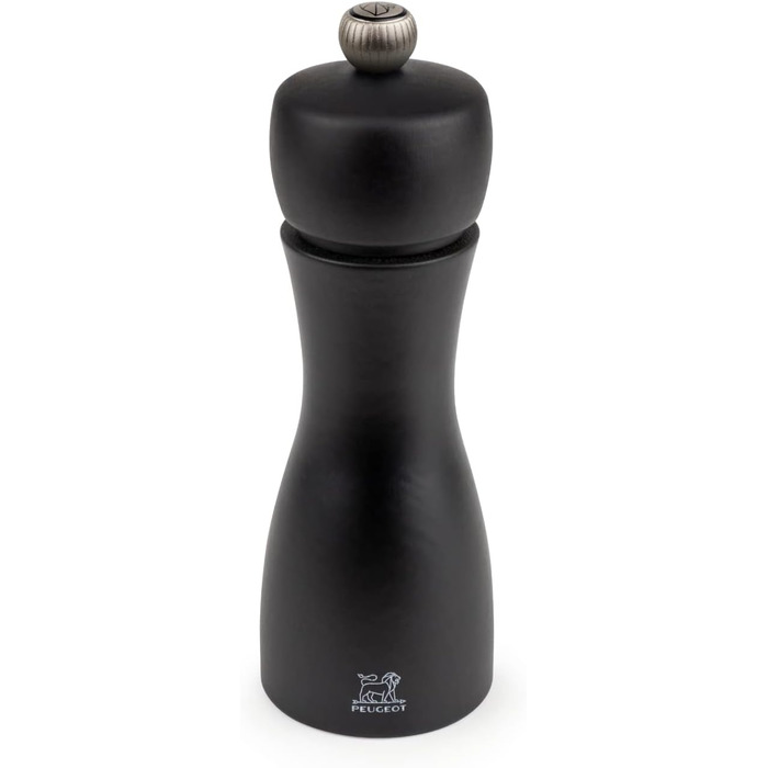 Мельница для перца Мельница для соли Tahiti 15 см Duo Pepper Crystal Salt - Классическая регулировка помола - Изготовлен из древесины, сертифицированной PEFC - Французское ноу-хау - Черный и матовый белый (Pepper Mill, матовый черный)